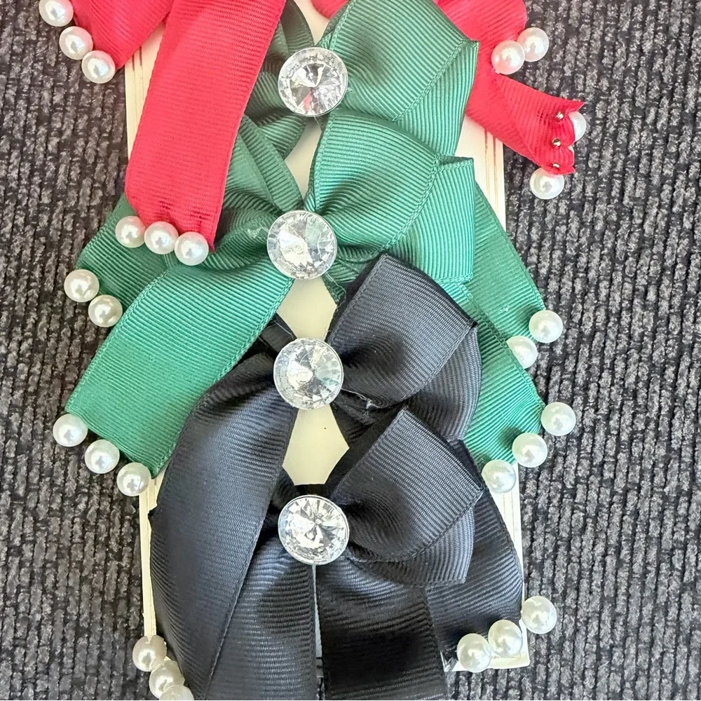 Ava Olivia Colorful clip Bow 4 Sets with Rhinestones and pearls